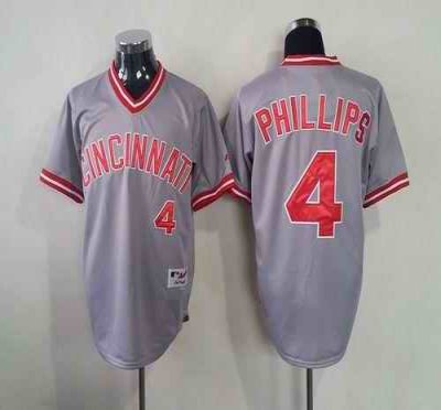 Reds #4 Brandon Phillips Grey 1991 Turn Back The Clock Stitched MLB Jersey