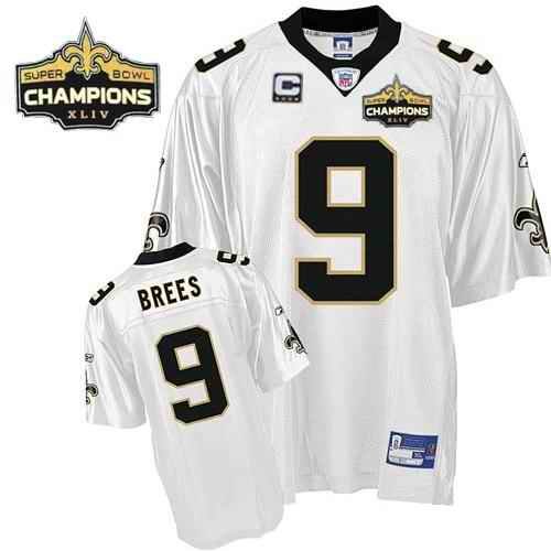 Saints #9 Drew Brees White Super Bowl XLIV 44 Champions Stitched Youth NFL Jersey