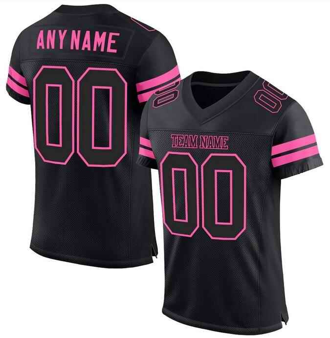 Men's Customized Black/Pink Stitched Football Jersey