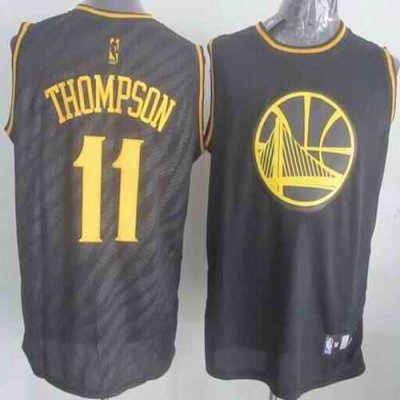 Warriors #11 Klay Thompson Black Precious Metals Fashion Stitched NBA Jersey