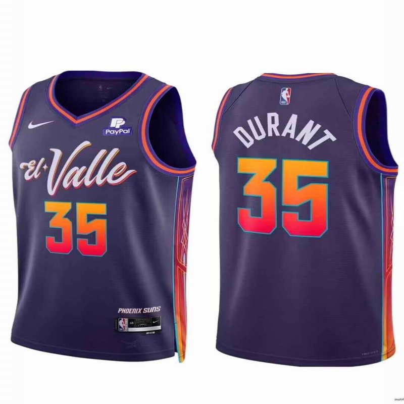 Men's Phoenix Suns #35 Kevin Durant Purple 2023/24 City Edition Stitched Basketball Jersey