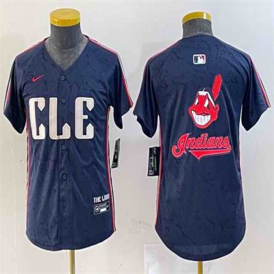 Youth Cleveland Guardians Team Big Logo Navy 2024 City Connect Stitched Baseball Jersey