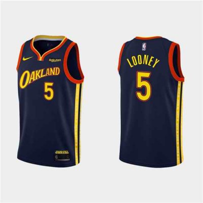 Men's Golden State Warriors #5 Kevon Looney 2020-21 Navy City Edition Stitched NBA Jersey