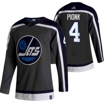 Men's Winnipeg Jets #4 Neal Pionk 2021 Grey Reverse Retro Stitched Jersey