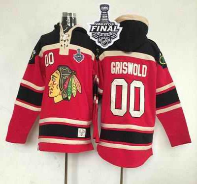 Blackhawks #00 Clark Griswold Red Sawyer Hooded Sweatshirt 2015 Stanley Cup Stitched NHL Jersey