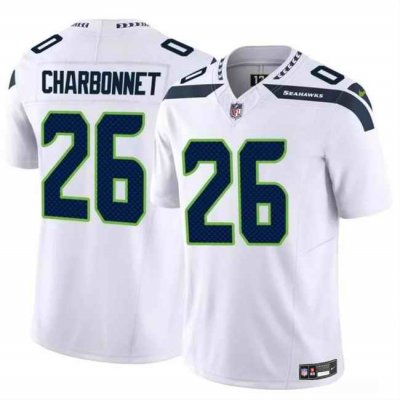 Youth Seattle Seahawks #26 Zach Charbonnet White 2024 F.U.S.E Vapor Limited Stitched Football Jersey