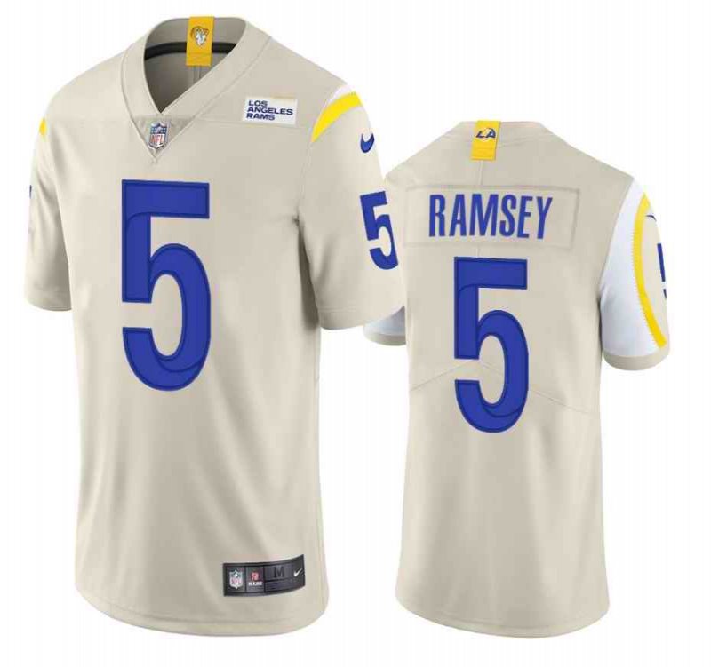 Men's Los Angeles Rams #5 Jalen Ramsey Bone Vapor Untouchable Limited Stitched Jersey