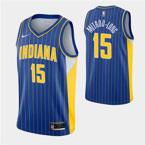 Men's Indiana Pacers #15 Naz Mitrou-Long 2020-21 Royal City Edition Swingman Stitched Jersey