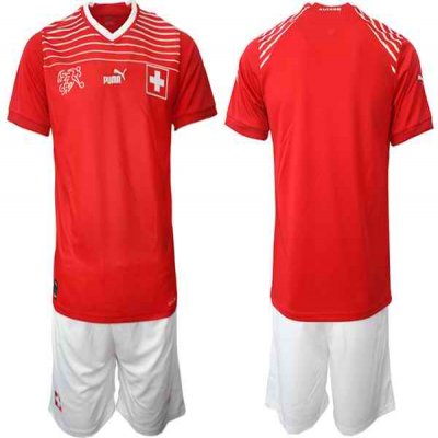 Men's Switzerland Custom Red Home Soccer Jersey Suit