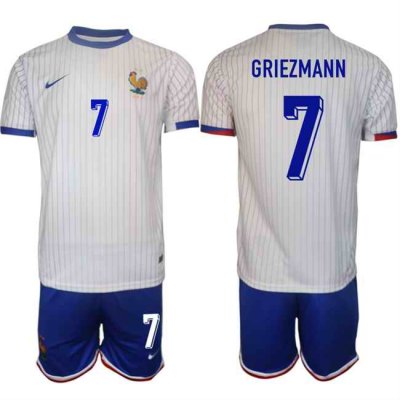 Men's France #7 Antoine Griezmann White 2024-25 Away  Soccer Jersey Suit