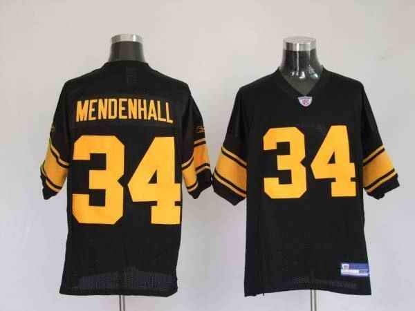 Steelers #34 Rashard Mendenhall Black With Yellow Number Stitched Youth NFL Jersey