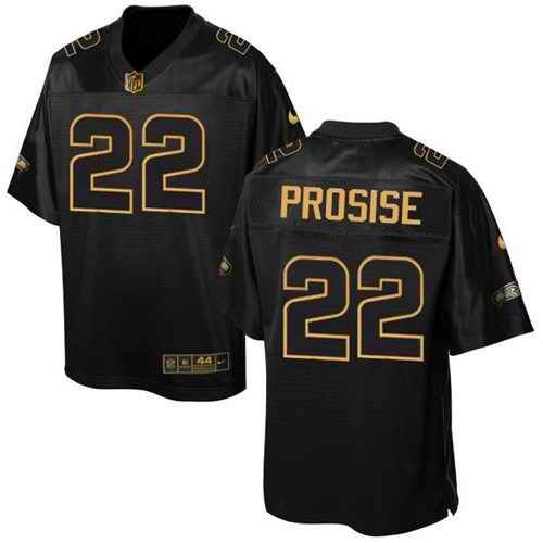 Nike Seahawks #22 C. J. Prosise Black Men's Stitched NFL Elite Pro Line Gold Collection Jersey