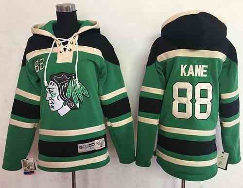 Blackhawks #88 Patrick Kane Green Sawyer Hooded Sweatshirt Stitched Youth NHL Jersey