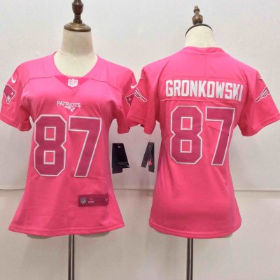 Women's Nike New England Patriots #87 Rob Gronkowski Pink Limited Rush Fashion Stitched NFL Jersey