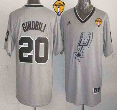 Spurs #20 Manu Ginobili Grey 2013 Christmas Day Swingman Finals Patch Stitched NBA Jersey