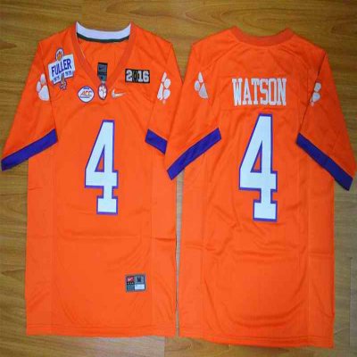 Tigers #4 Deshaun Watson Orange 2016 National Championship Stitched NCAA Jersey