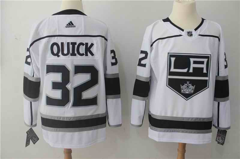 Men's Adidas Los Angeles Kings #32 Jonathan Quick White Stitched NHL Jersey