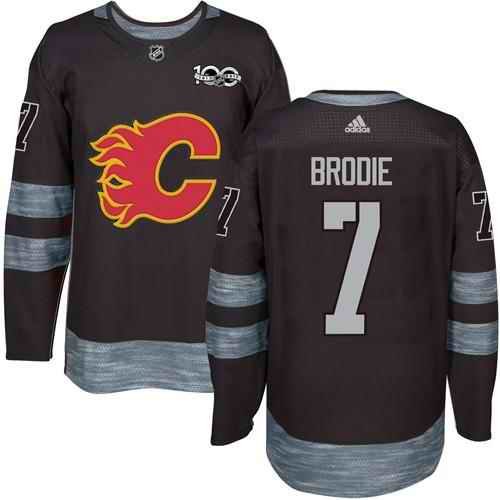 Flames #7 TJ Brodie Black 1917-2017 100th Anniversary Stitched NHL Jersey