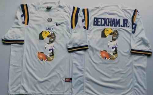 LSU Tigers #3 Odell Beckham Jr White Player Fashion Stitched NCAA Jersey