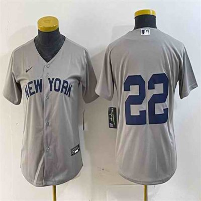 Women's New York Yankees #22 Juan Soto Grey Cool Base Stitched Jersey(Run Small)