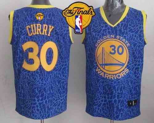 Warriors #30 Stephen Curry Blue Crazy Light The Finals Patch Stitched NBA Jersey