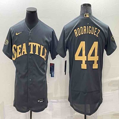 Men's Seattle Mariners #44 Julio Rodr'guez 2022 All-Star Charcoal Flex Base Stitched jersey