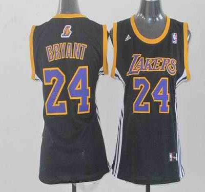 Lakers #24 Kobe Bryant Black Women Fashion Stitched NBA Jersey