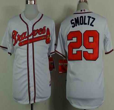 Braves #29 John Smoltz White Cool Base Stitched MLB Jersey