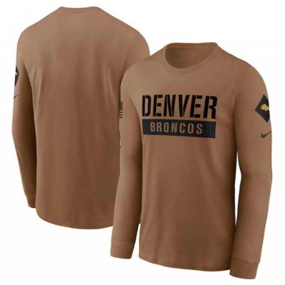 Men's Denver Broncos 2023 Brown Salute To Service Long Sleeve T-Shirt