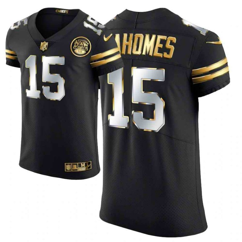 Men's Kansas City Chiefs #15 Patrick Mahomes Black Golden Edition Limited Stitched Jersey