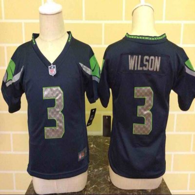 Toddler Nike Seattle Seahawks #3 Russell Wilson Navy Blue Stitched NFL Jersey