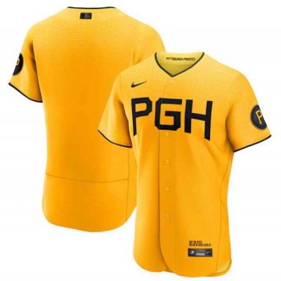 Men's Pittsburgh Pirates Blank Gold 2023 City Connect Flex Base Stitched Jersey