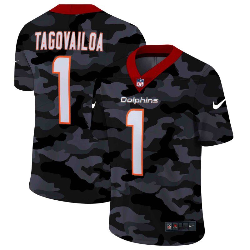 Men's Miami Dolphins #1 Tua Tagovailoa 2020 Camo  Limited Stitched NFL Jersey