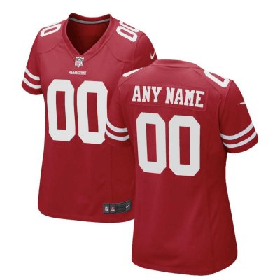 Women's San Francisco 49ers Customized Red Stitched Limited Jersey(Run Small'