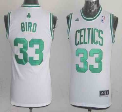 Celtics #33 Larry Bird White Throwback Stitched Youth NBA Jersey