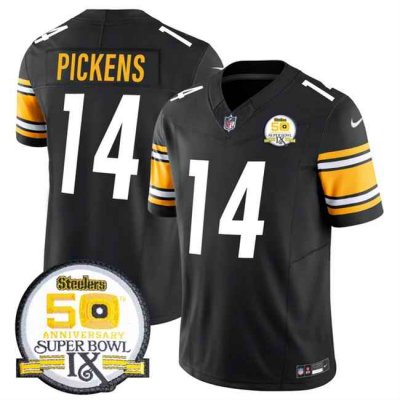 Men's Pittsburgh Steelers #14 George Pickens Black 2024 F.U.S.E. 50th Anniversary Of Super Bowl IX Alternate Vapor Untouchable Limited Stitched Jersey