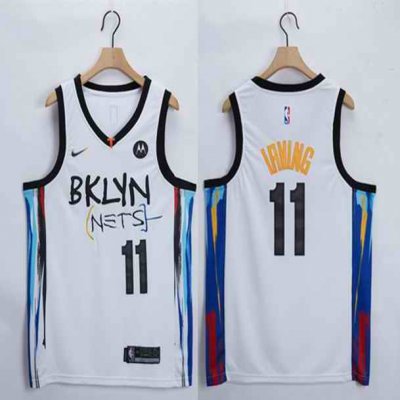 Men's Brooklyn Nets #11 Kyrie Irving White Stitched Jersey