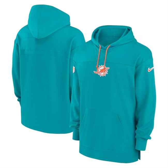 Men's Miami Dolphins Aqua Performance Pullover Hoodie