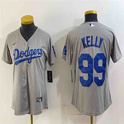 Women's Los Angeles Dodgers #99 Joe Kelly Grey Stitched Jersey(Run Small)