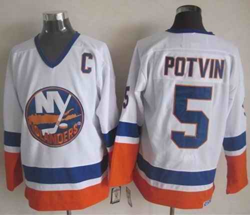 Islanders #5 Denis Potvin White CCM Throwback Stitched NHL Jersey