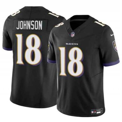 Men's Baltimore Ravens #18 Diontae Johnson Black 2023 F.U.S.E Vapor Limited Football Jersey