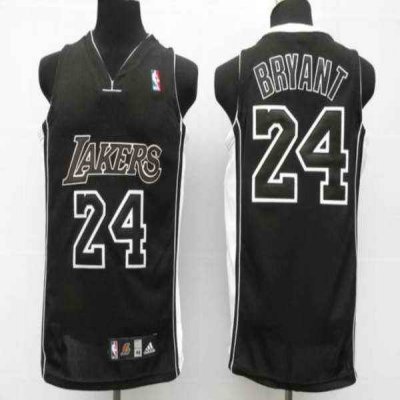 Lakers #24 Kobe Bryant Stitched Black Black Shadow NBA Jersey