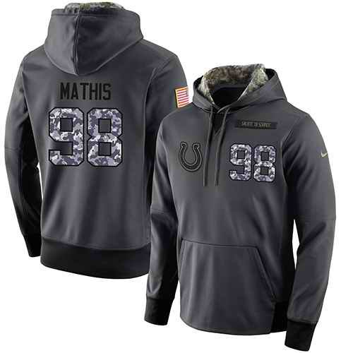 NFL Men's Nike Indianapolis Colts #98 Robert Mathis Stitched Black Anthracite Salute to Service Player Performance Hoodie