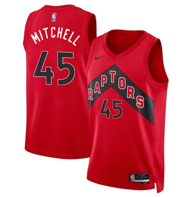 Men's Toronto Raptors #45 Davion Mitchell Red Icon Edition Stitched Basketball Jersey