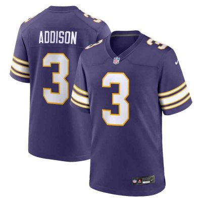 Men's Minnesota Vikings #3 Jordan Addison Purple 2023 Stitched Game Jersey