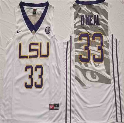 Men's LSU Tigers #33 Shaquille O'Neal White Stitched Jersey