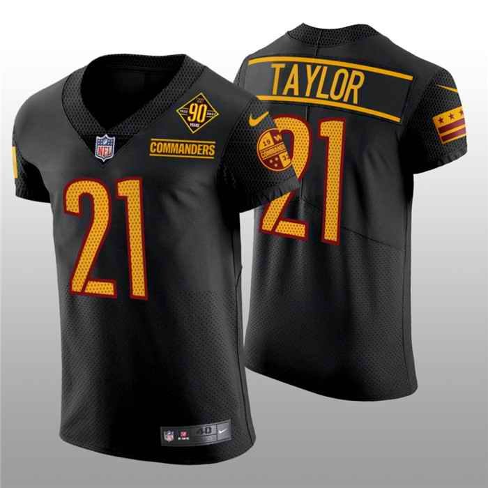 Men's Washington Commanders #21 Sean Taylor 90th Anniversary Black Elite Stitched Jersey