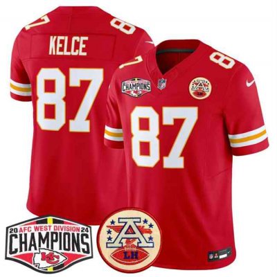 Men's Kansas City Chiefs #87 Travis Kelce Red F.U.S.E. 2024 AFC West Division Champions Vapor Limited Stitched Football Jersey