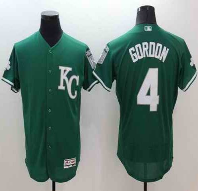 Royals #4 Alex Gordon Green Celtic Flexbase Authentic Collection Stitched MLB Jersey