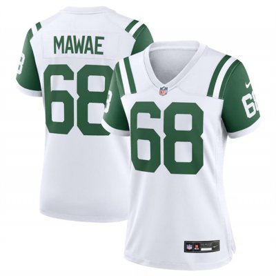 Women's New York Jets #68 Kevin Mawae White Classic Alternate Stitched Jersey(Run Small)